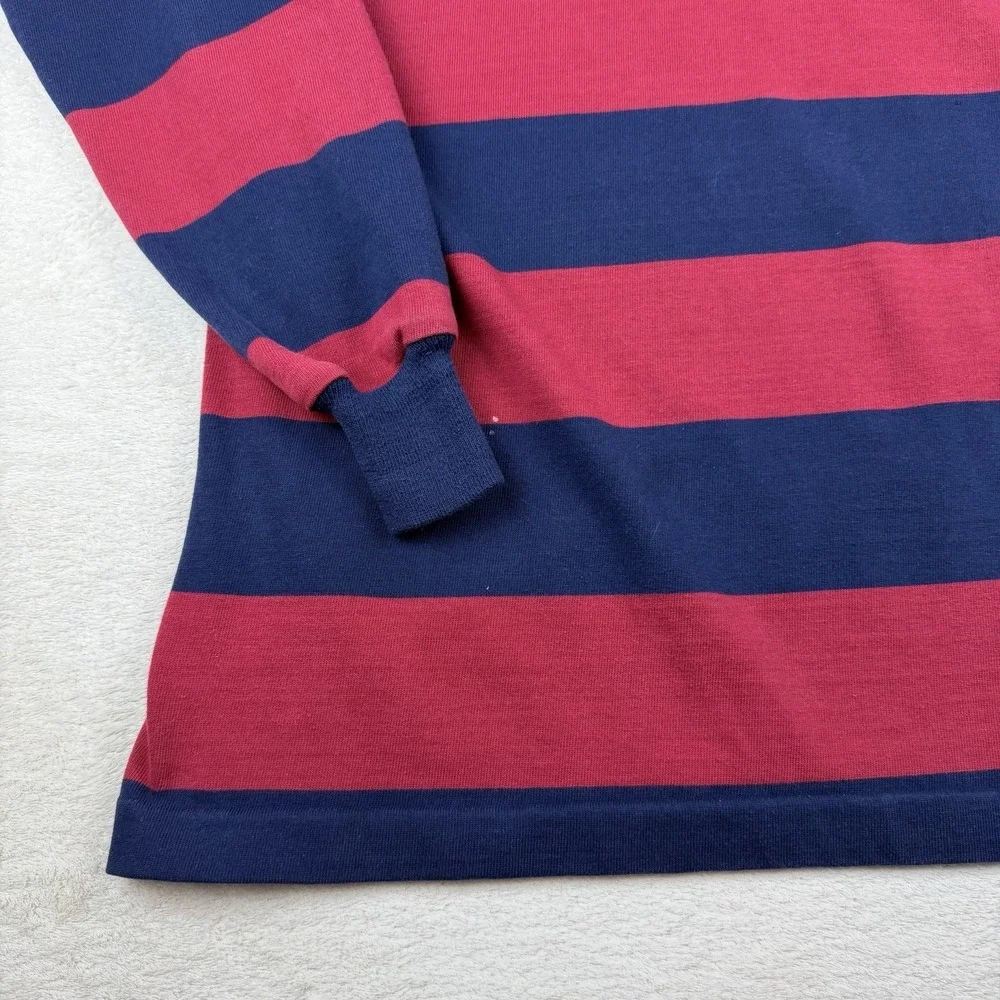 Vintage Canterbury Of New Zealand Rugby Jersey Red Navy Striped Long Sleeve-READ